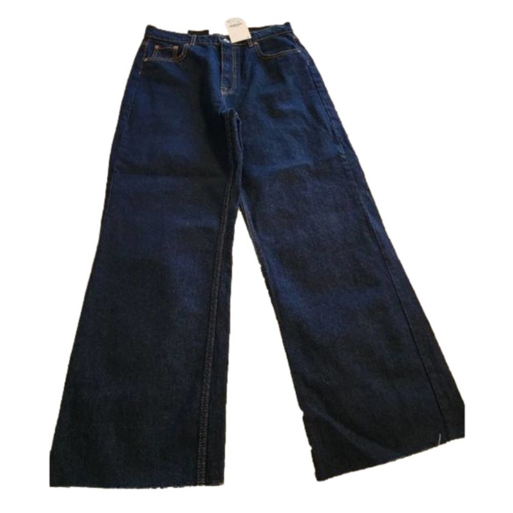 ZARA 90s full length raw hem flare Austin blue jeans size 10 new!!!